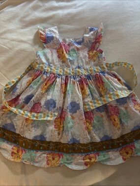 Matilda Jane Floral Tie-Waist Sundress in White, Yellow, Blue, Pink EUC